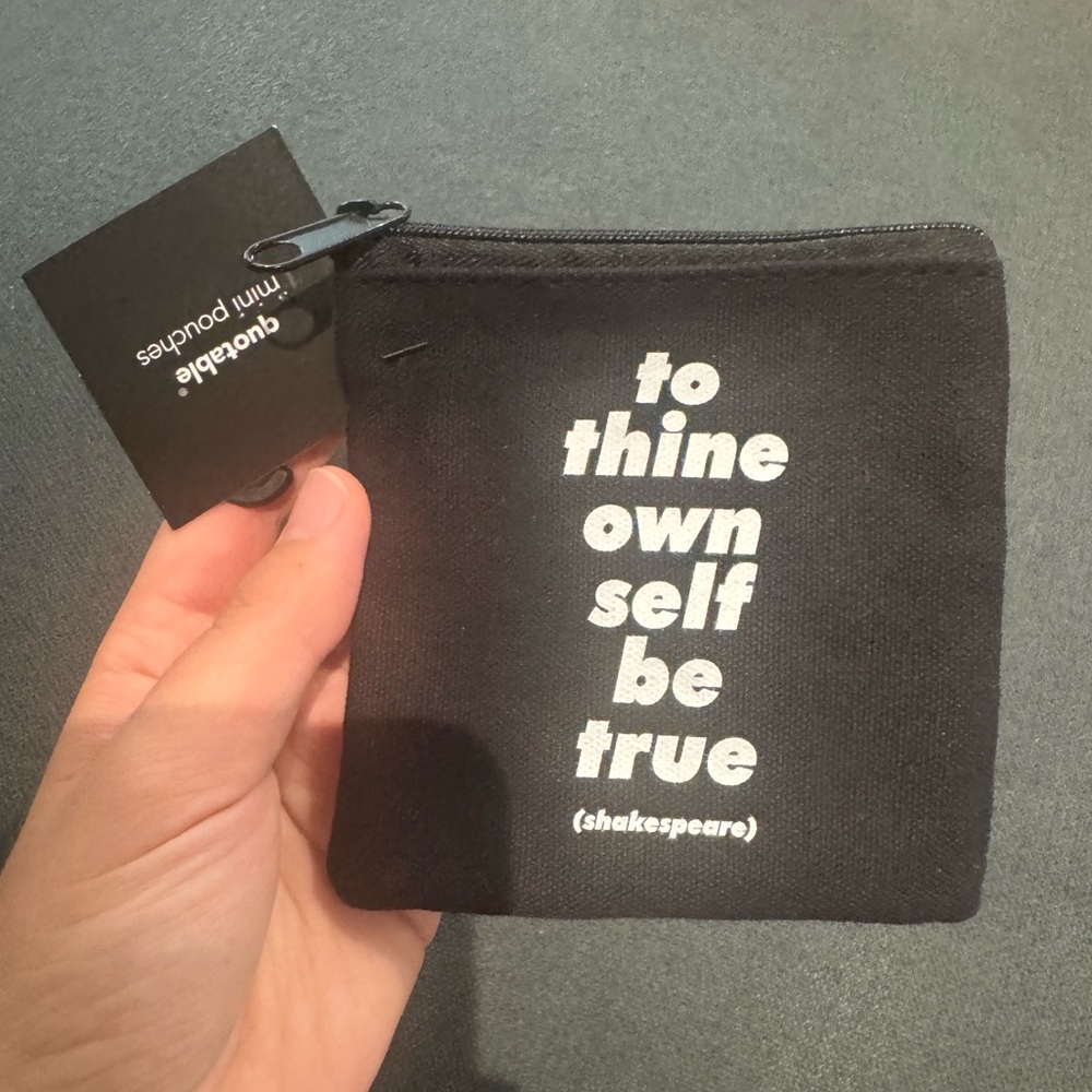 Quotable Mini Canvas Pouch - “To Thine Own Self Be True” Shakespeare Quote